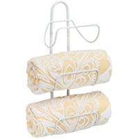 mDesign Estante toallero para montar en la pared – Estantería de baño en metal con 3 soportes – Elegante toallero de…